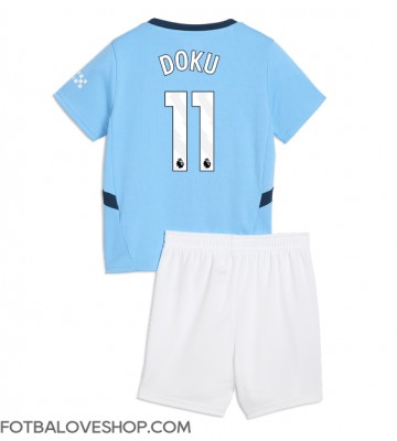 Manchester City Jeremy Doku #11 Dětské Domácí Dres 2024-25 Krátký Rukáv (+ trenýrky)